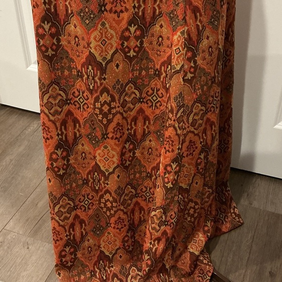 Vintage Brown Orange A-Line Maxi Hook and Eye Zip Shimmer Skirt Size Medium? - Picture 9 of 10